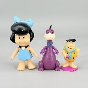 Vintage Hanna Barbera The Flintstones Figures Lot Fred, Dino & Betty Rubble
